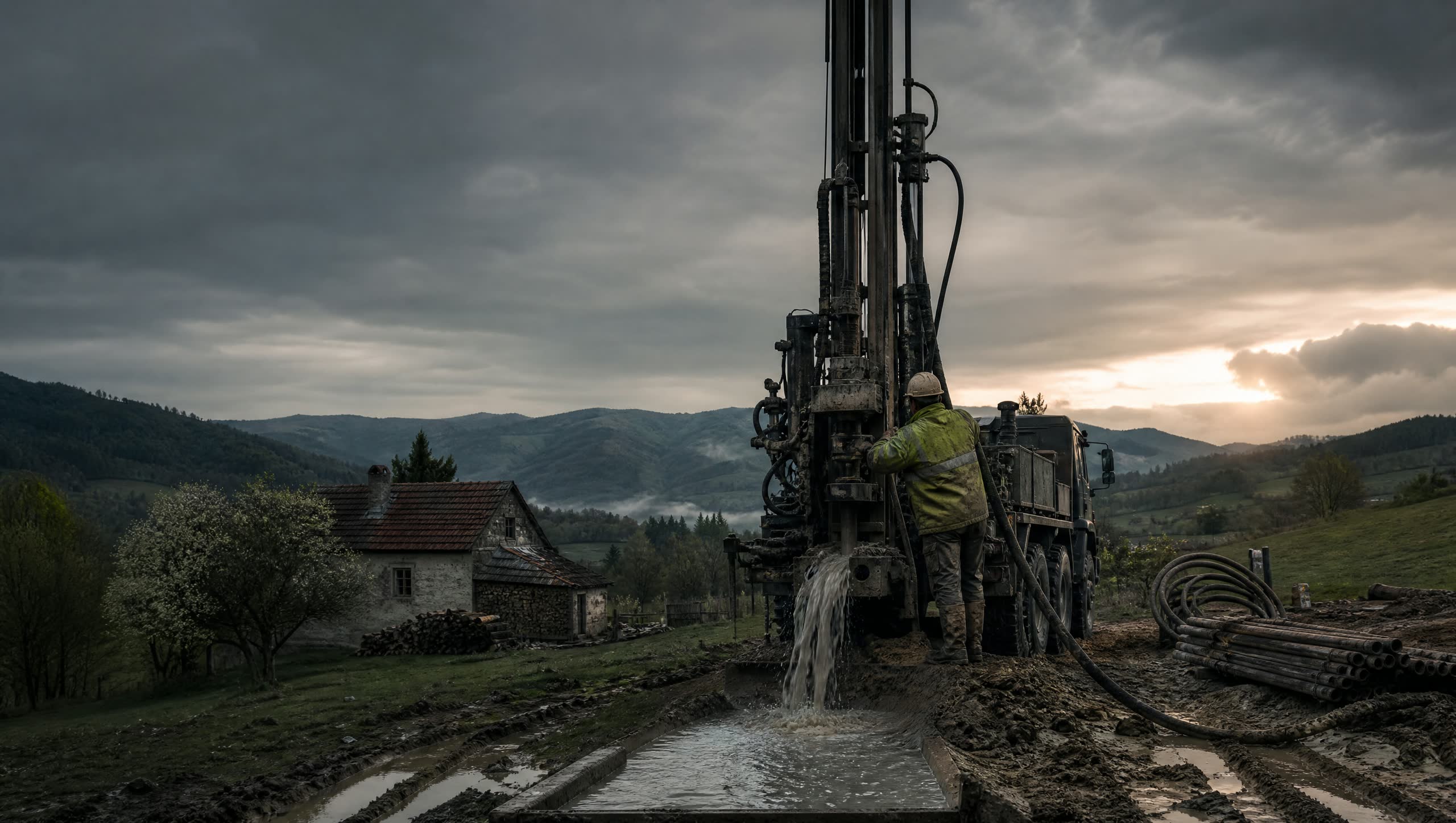 Bušaća garnitura u radu na brdskom imanju u Bosni i Hercegovini, u zoru