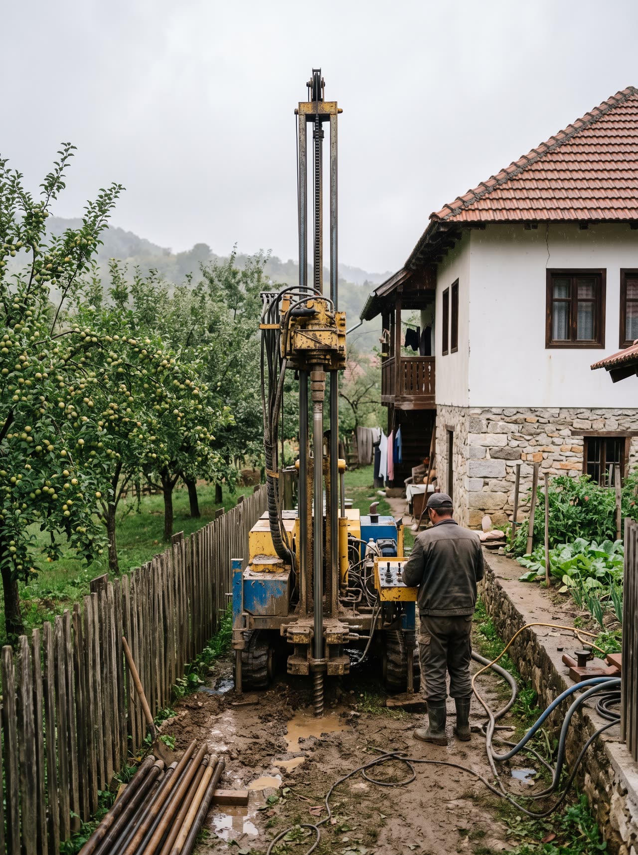 Gusjeničarska bušaća garnitura uz kuću, za teško dostupne parcele