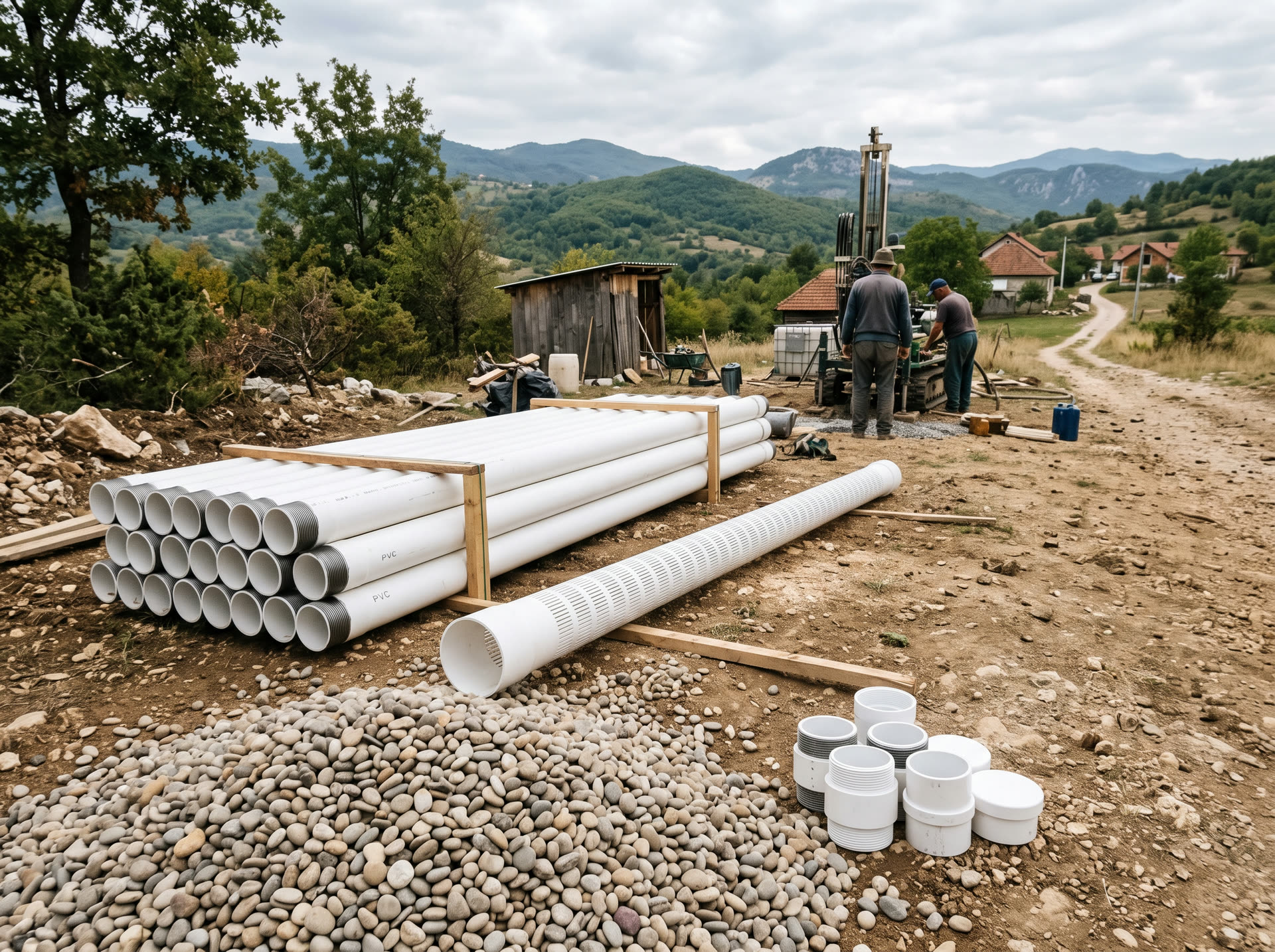 Zaštitne kolone, filterska cijev i šljunak za zasip